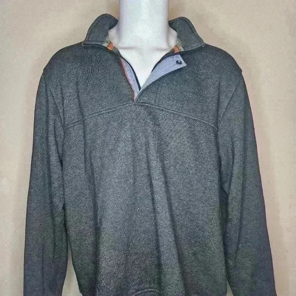 ORVIS MEN'S, 1/4 ZIP SNAP BUTTON, PULLOVER SIGNATURE SWEATSHIRT GREY - Picture 2 of 3